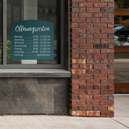 Fensteraufkleber - Öffnungszeiten Bogen