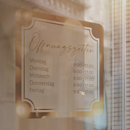 Fensteraufkleber transparent - Öffnungszeiten Quadratisch