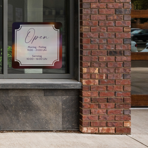 Fensteraufkleber - Öffnungszeiten Quadratisch