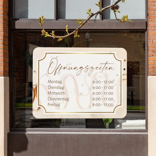 Fensteraufkleber - Öffnungszeiten Querformat