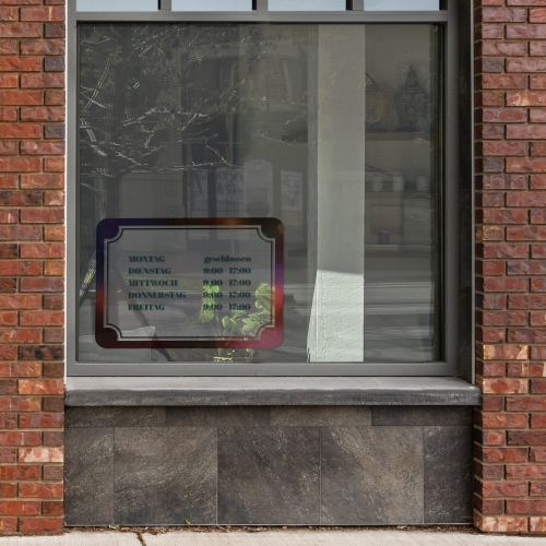 Fensteraufkleber transparent - Öffnungszeiten Querformat