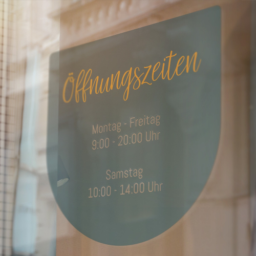 Fensteraufkleber transparent - Öffnungszeiten