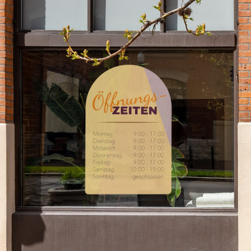 Fensteraufkleber - Öffnungszeiten Bogen kurz