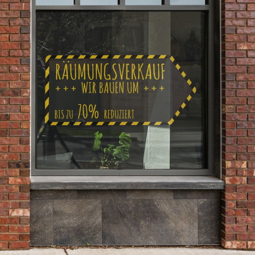 Fensteraufkleber transparent - Räumungsverkauf