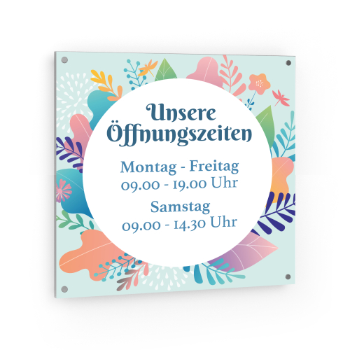 Öffnungszeiten Schild Quadratisch - 