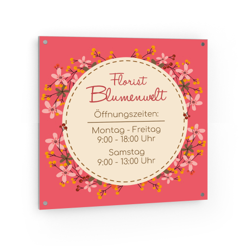 Öffnungszeiten Schild Quadratisch - 