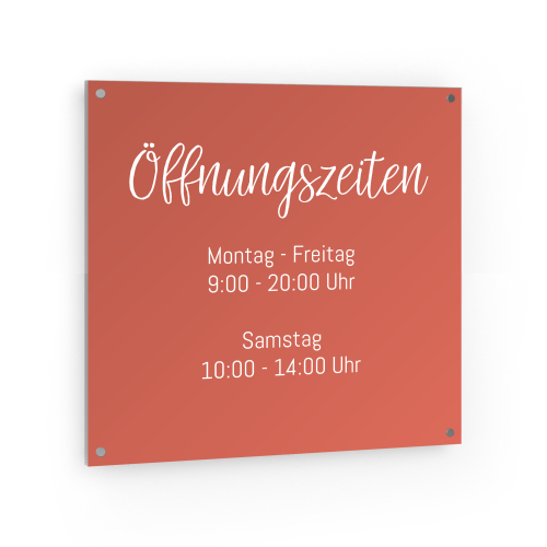 Öffnungszeiten Schild Quadratisch - Lachsfarben