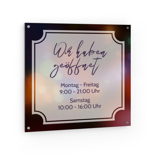 Öffnungszeiten Schild Quadratisch - 