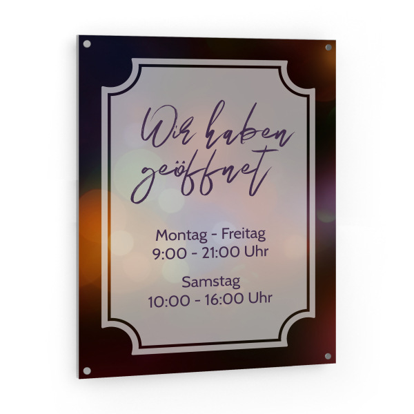 Öffnungszeiten Schild Hochformat - 